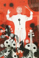 Kristina Norvilaitė Geniušienė „Įkvėpimas ateina netikėtai", 2018, 70×50, lino raižinys, mišri technika